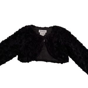 BonnieJean girls faux fur sparkly cropped cardigan